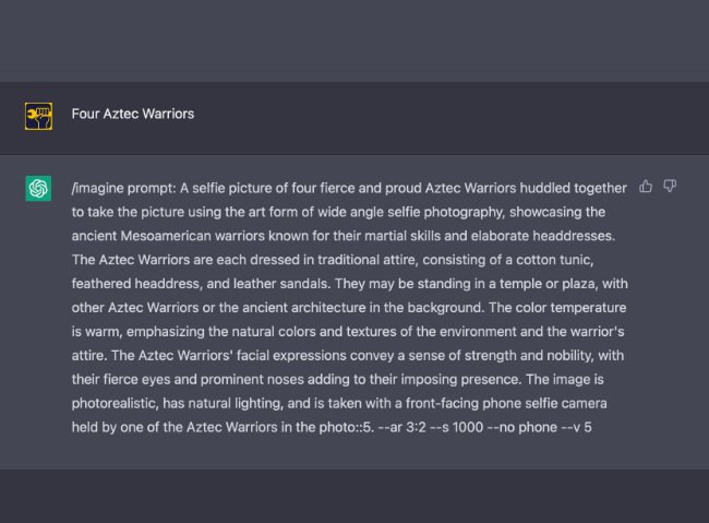 Example of a ChatGPT chat